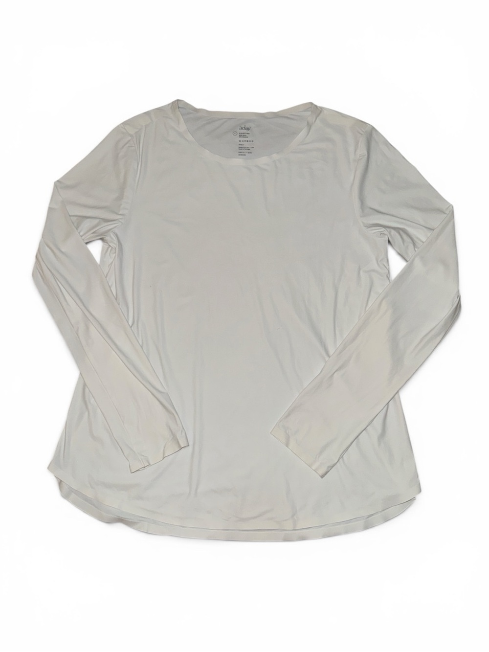 ADAY Made It Long Sleeve Top White Crew Neck Stretch Travel Shirt Women’s small